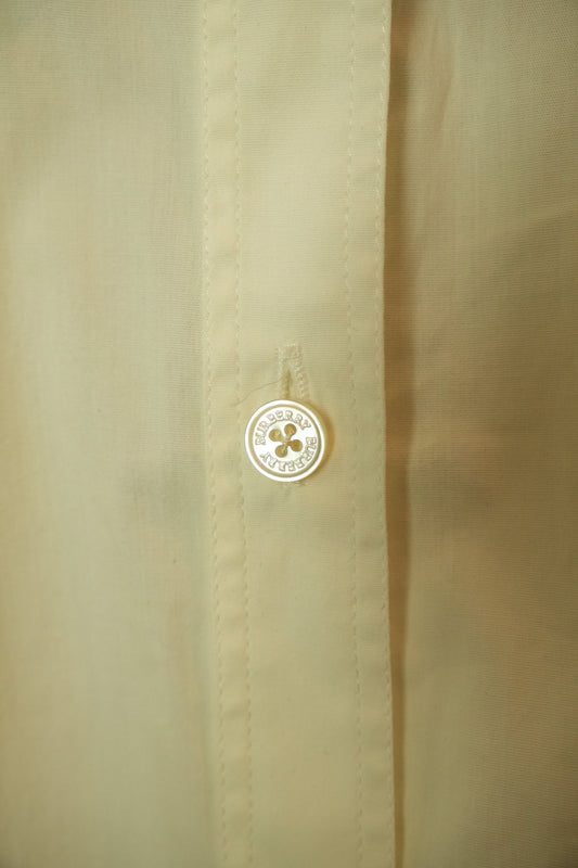 Burberry Brit White LS Button Down Blouse w Pleated Sleeve