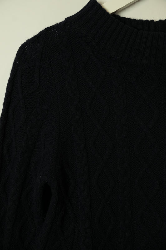 Sacai Cable knit Navy Peplum Wavy Sweater