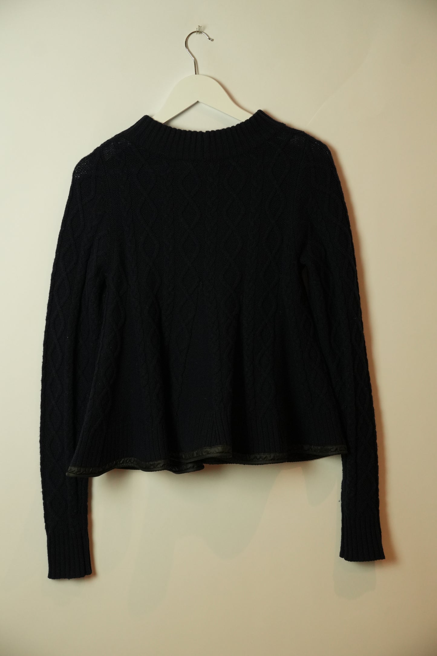 Sacai Cable knit Navy Peplum Wavy Sweater