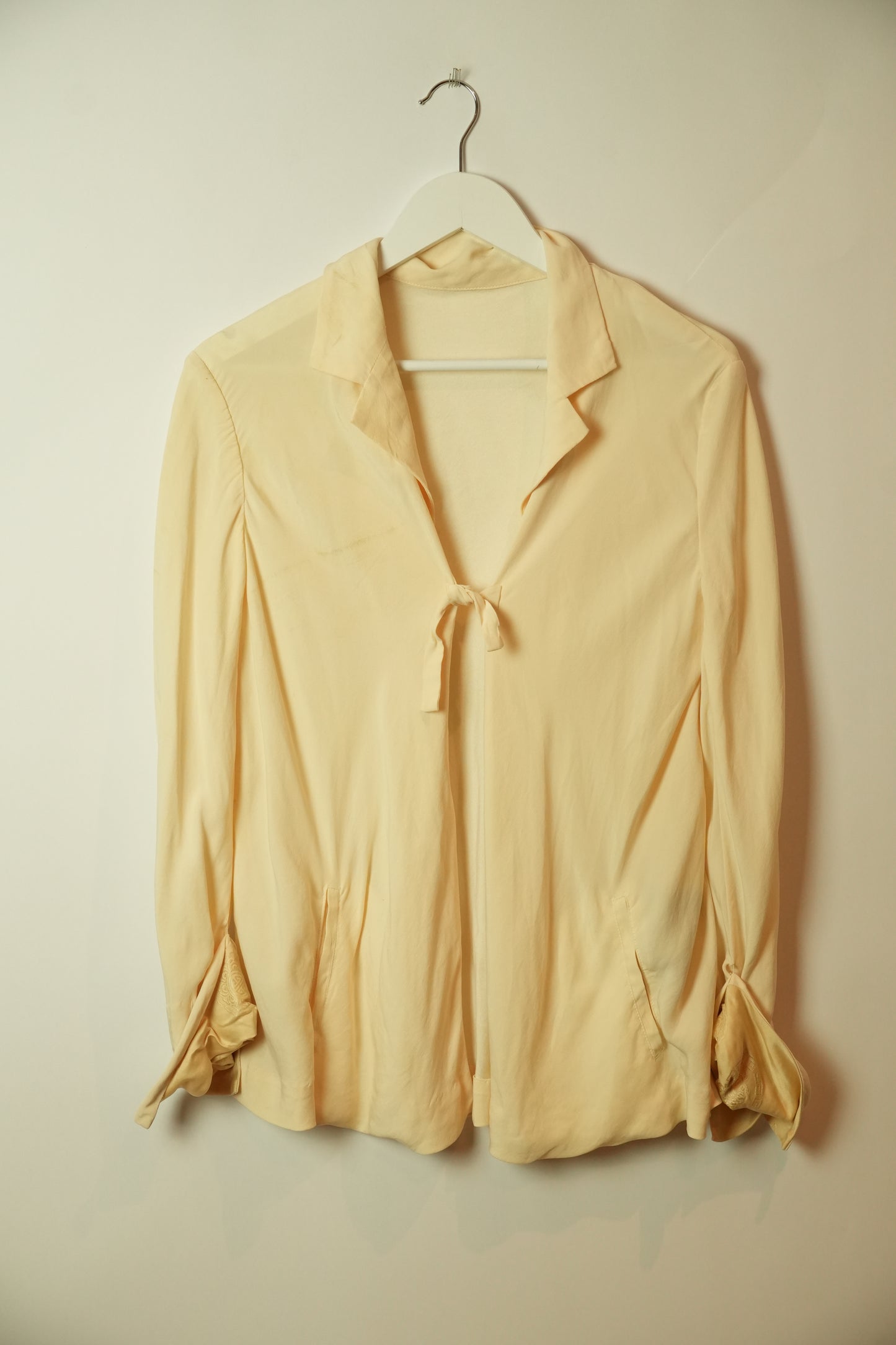Y's Silk Tie LS Shirt w Mandarin Sleeve