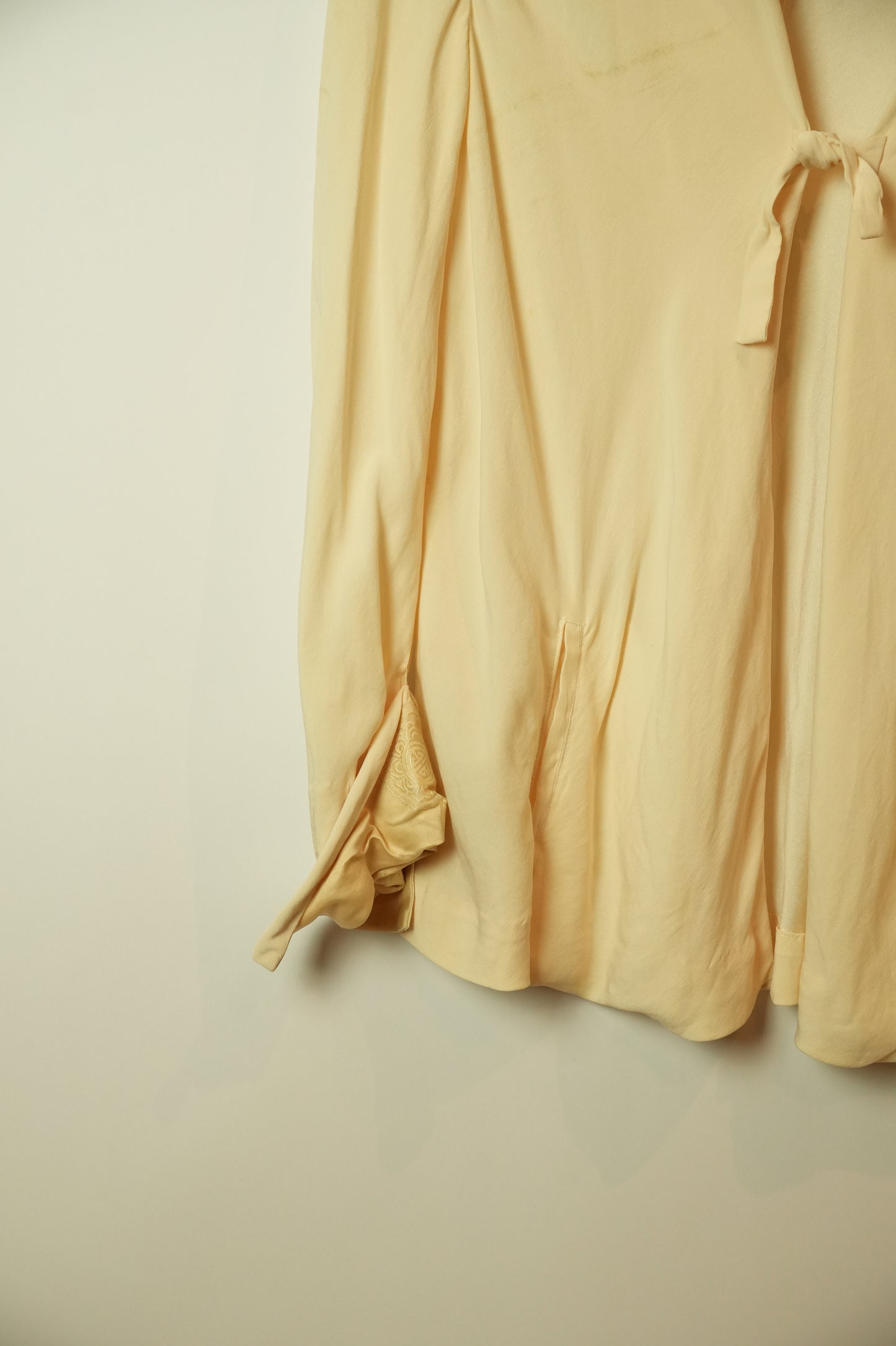 Y's Silk Tie LS Shirt w Mandarin Sleeve