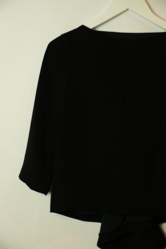Balenciaga Black Boat Neck 3/4 sleeve w Tail blouse