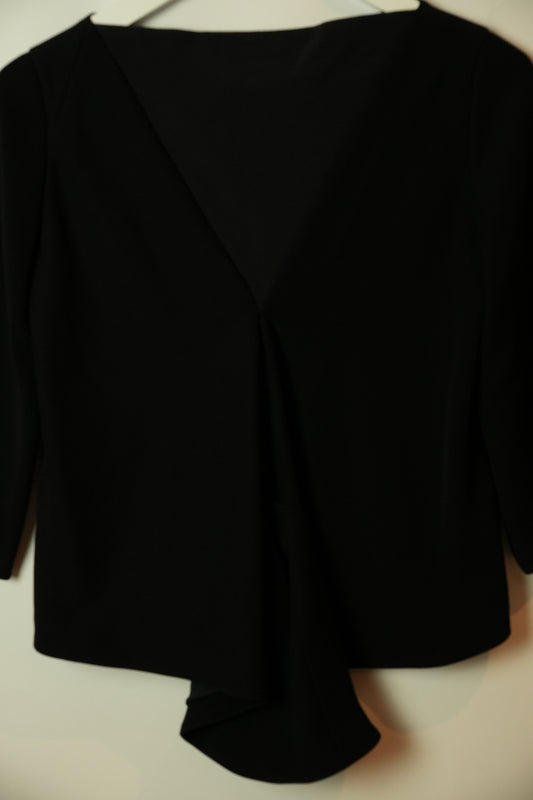 Balenciaga Black Boat Neck 3/4 sleeve w Tail blouse