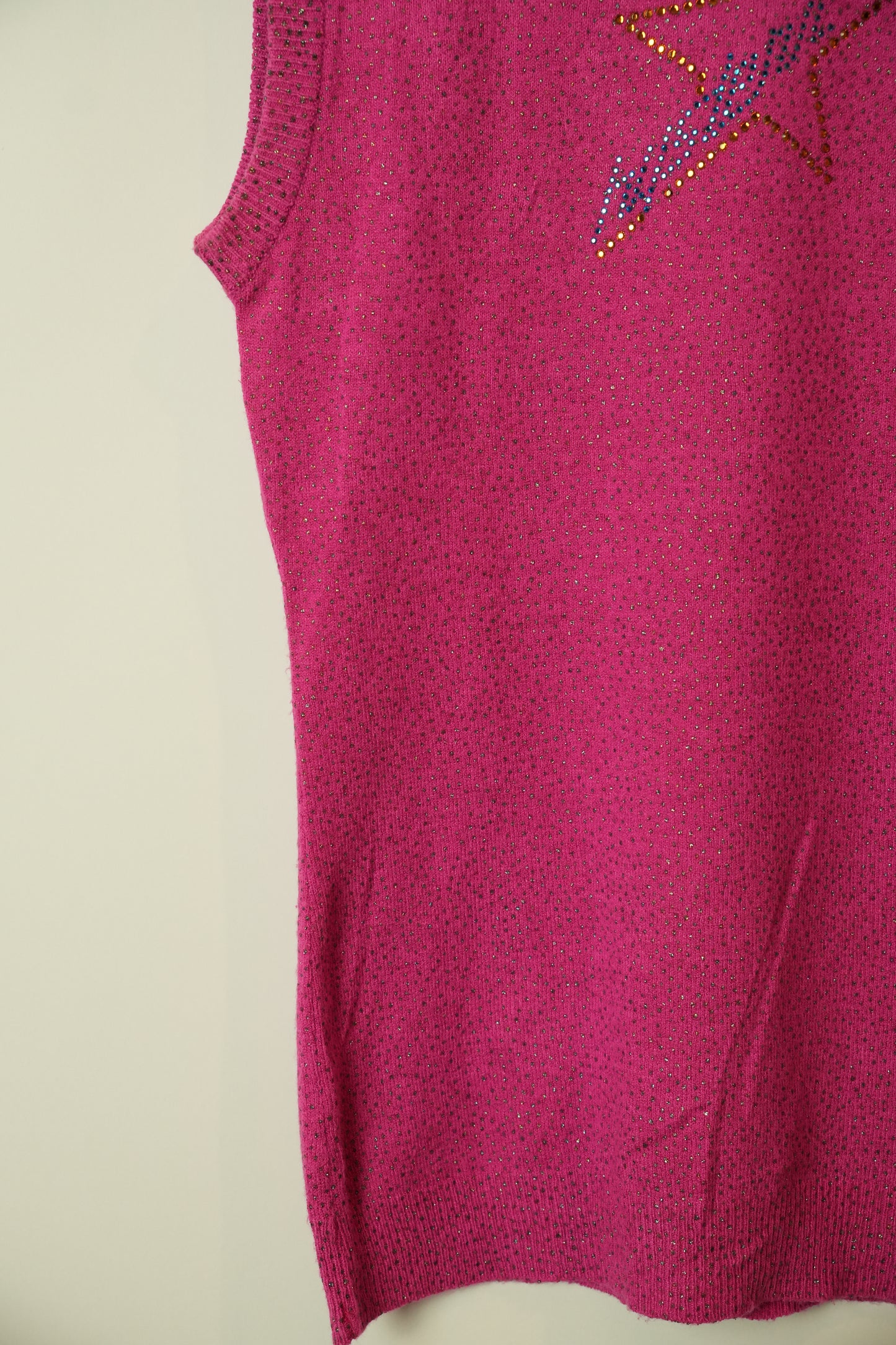 Hysteric Glamour Pink Knit Muscle Tank w Rhinestones