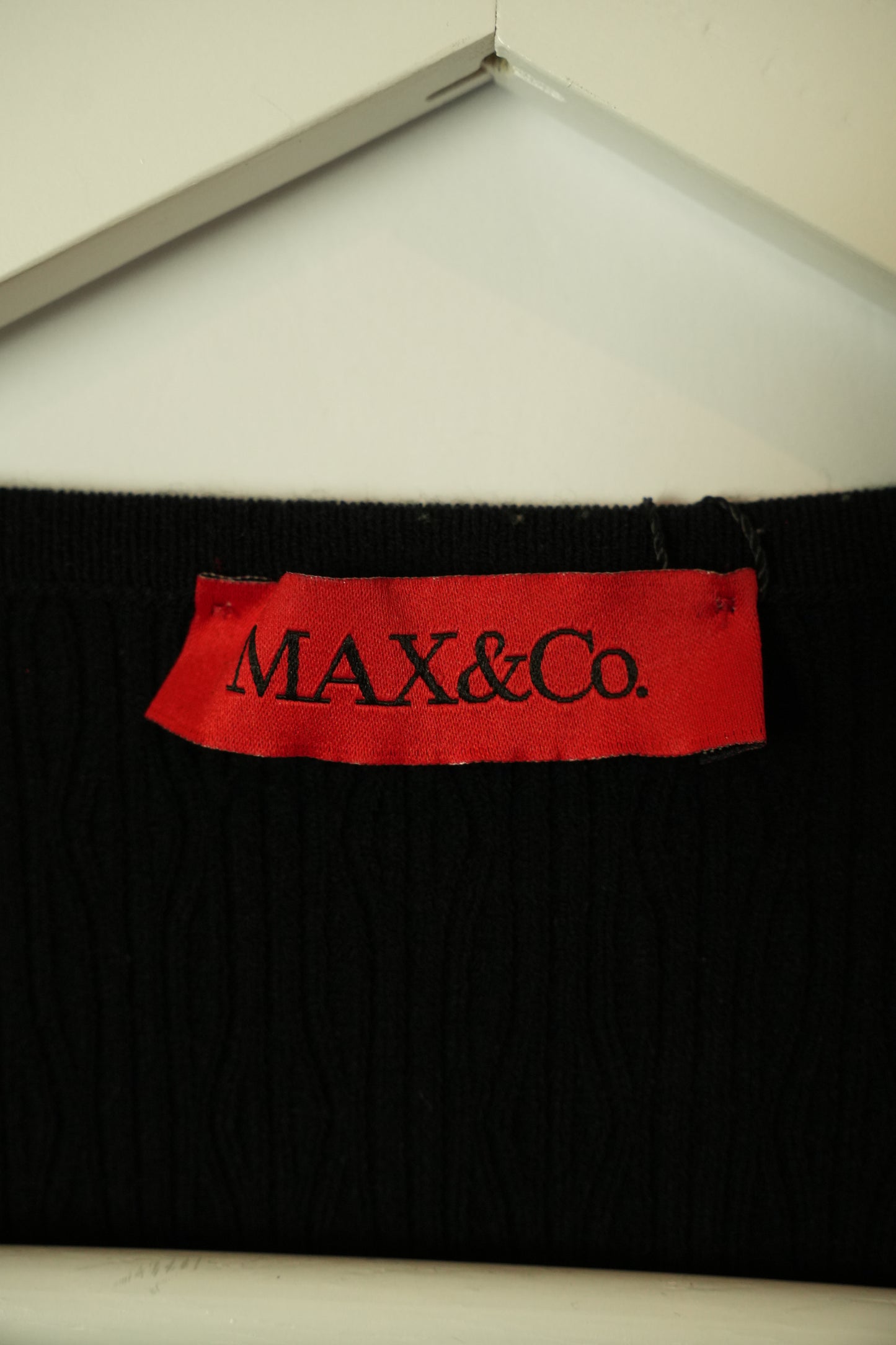 Max & Co Leather Panel Knit Back 3/4 Sleeve Cardigan