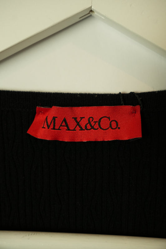 Max & Co Leather Panel Knit Back 3/4 Sleeve Cardigan