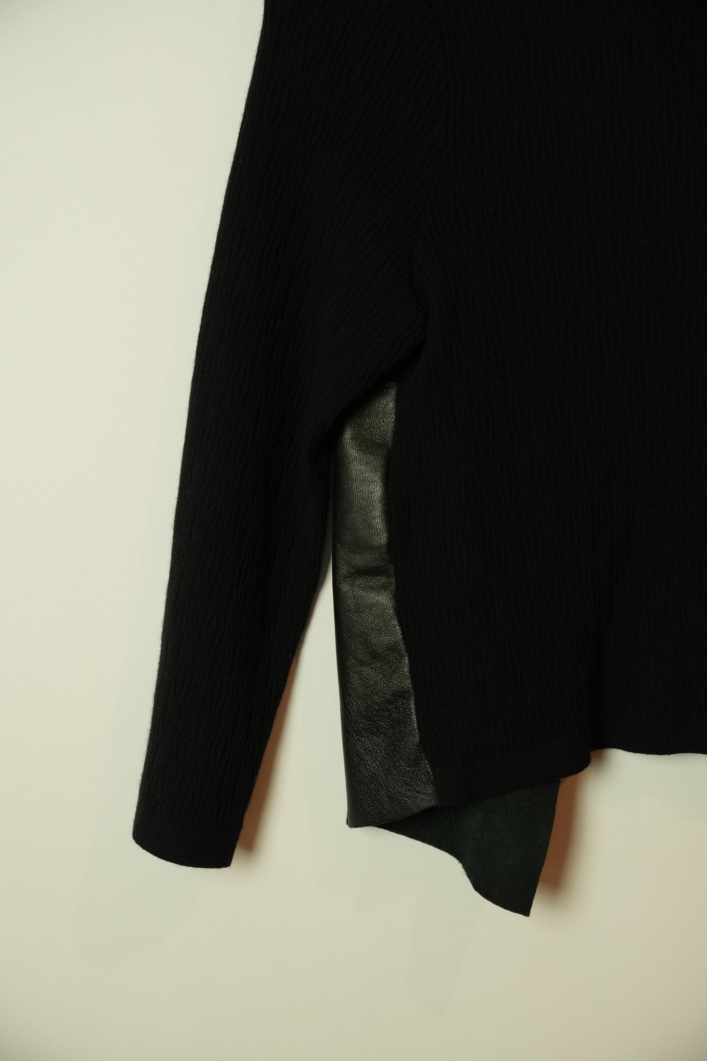 Max & Co Leather Panel Knit Back 3/4 Sleeve Cardigan