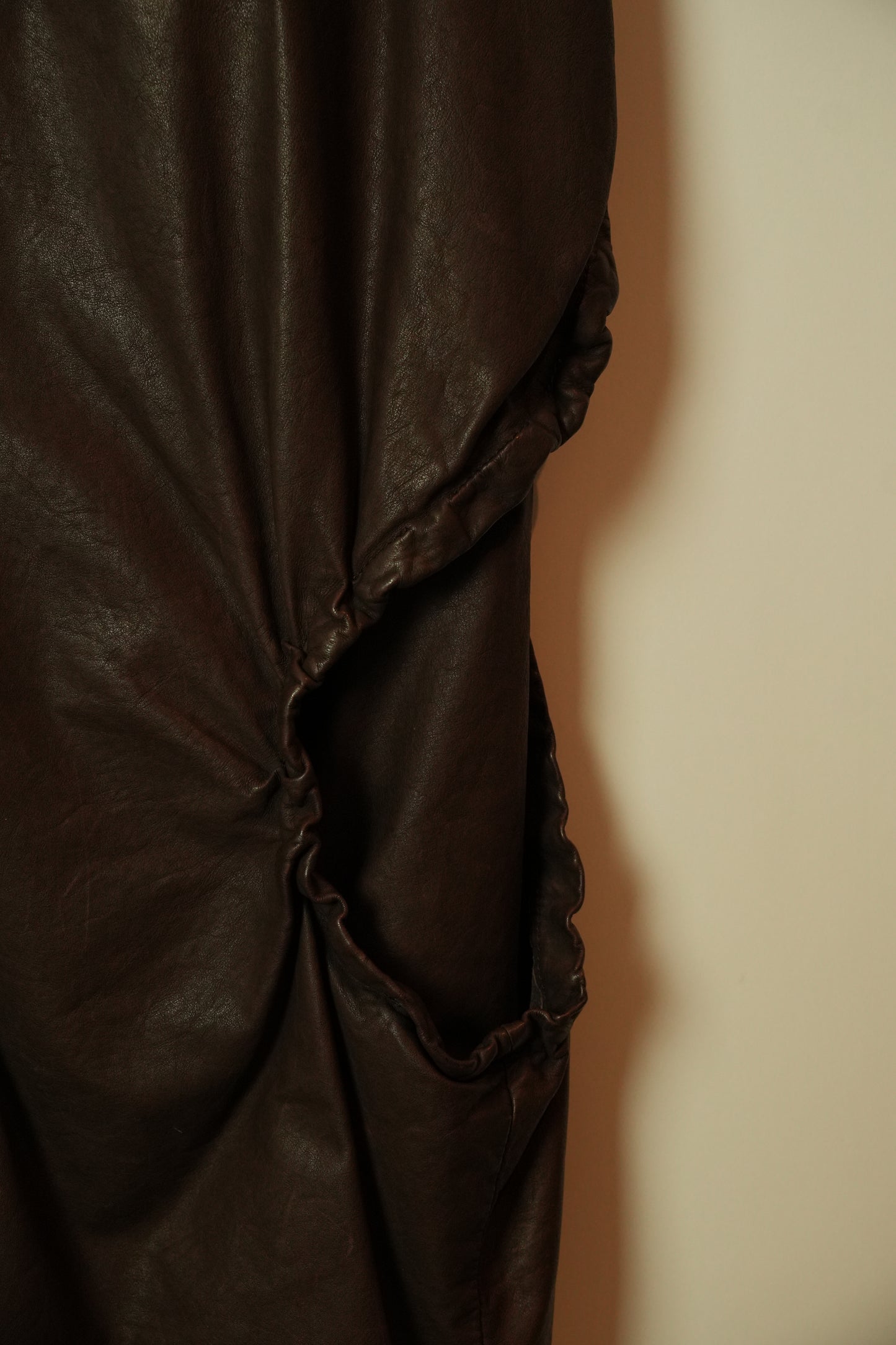 Marni Brown Leather Vest w Tie & Large Open Pockets
