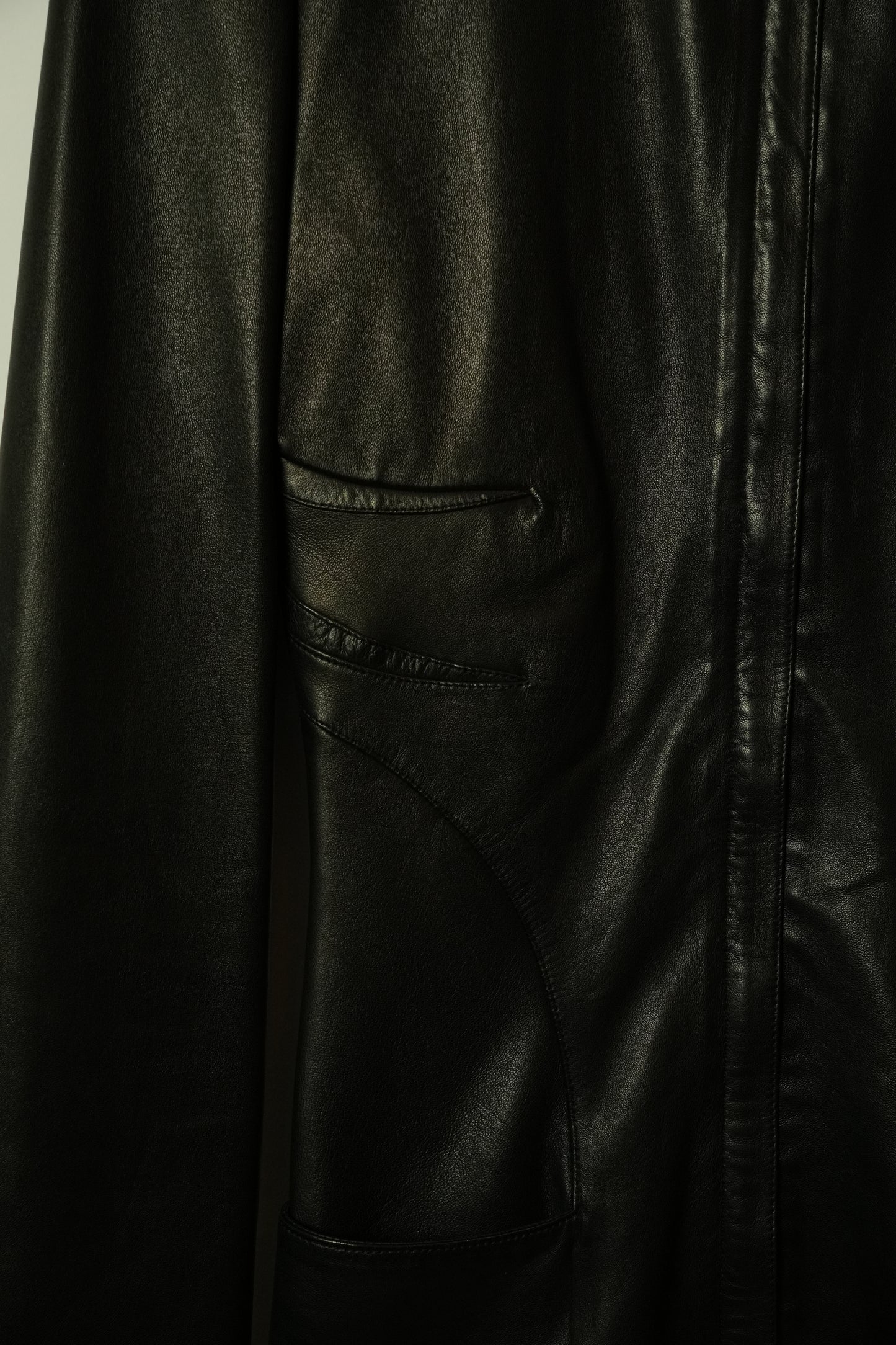 Gianni Versace Collarless Zipper Pocket Black Panel Detail Leather Jacket