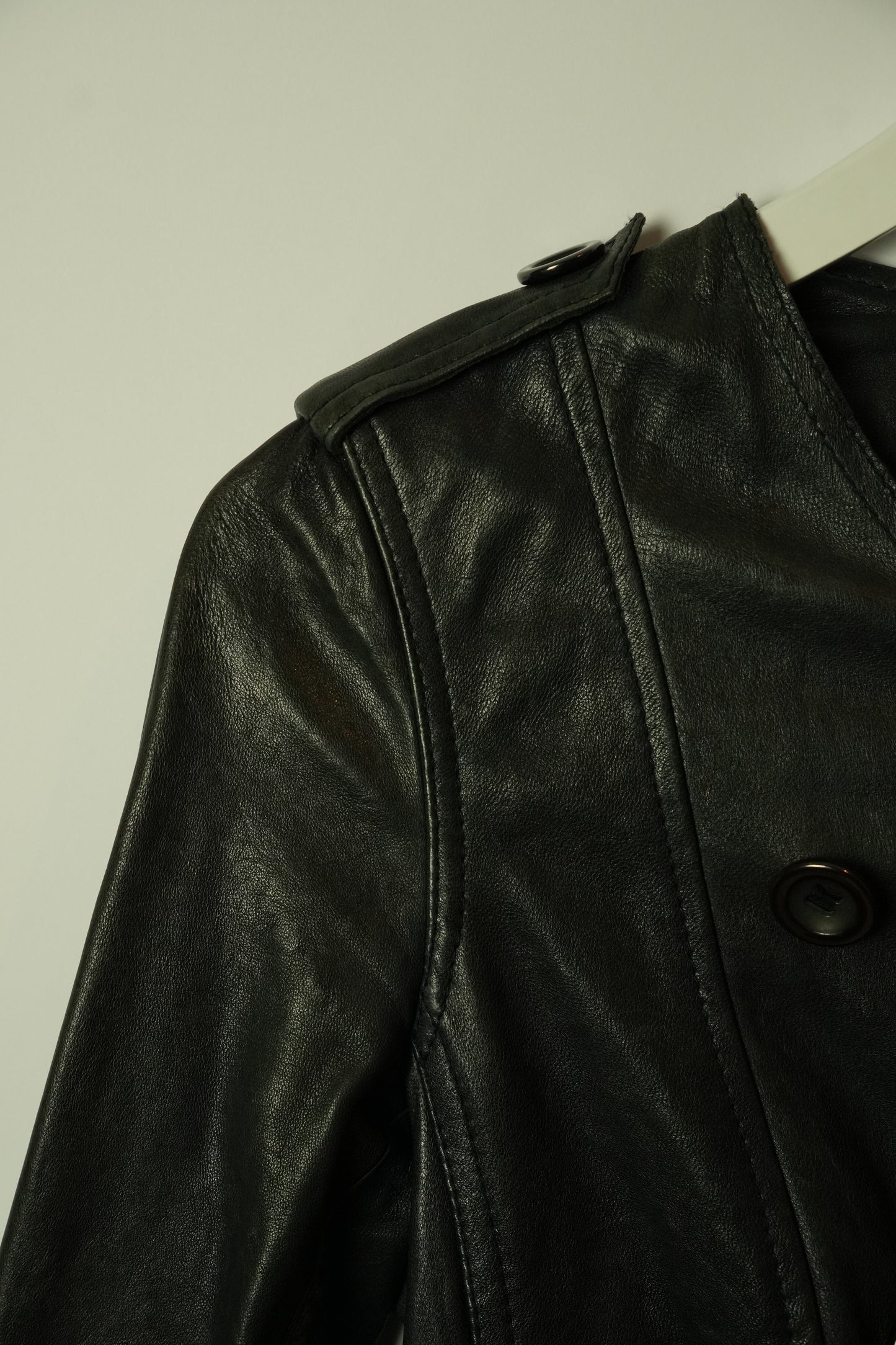 3.1 Phillip Lim Double Breasted Collarless Leather Ruffle Peplum Jacket