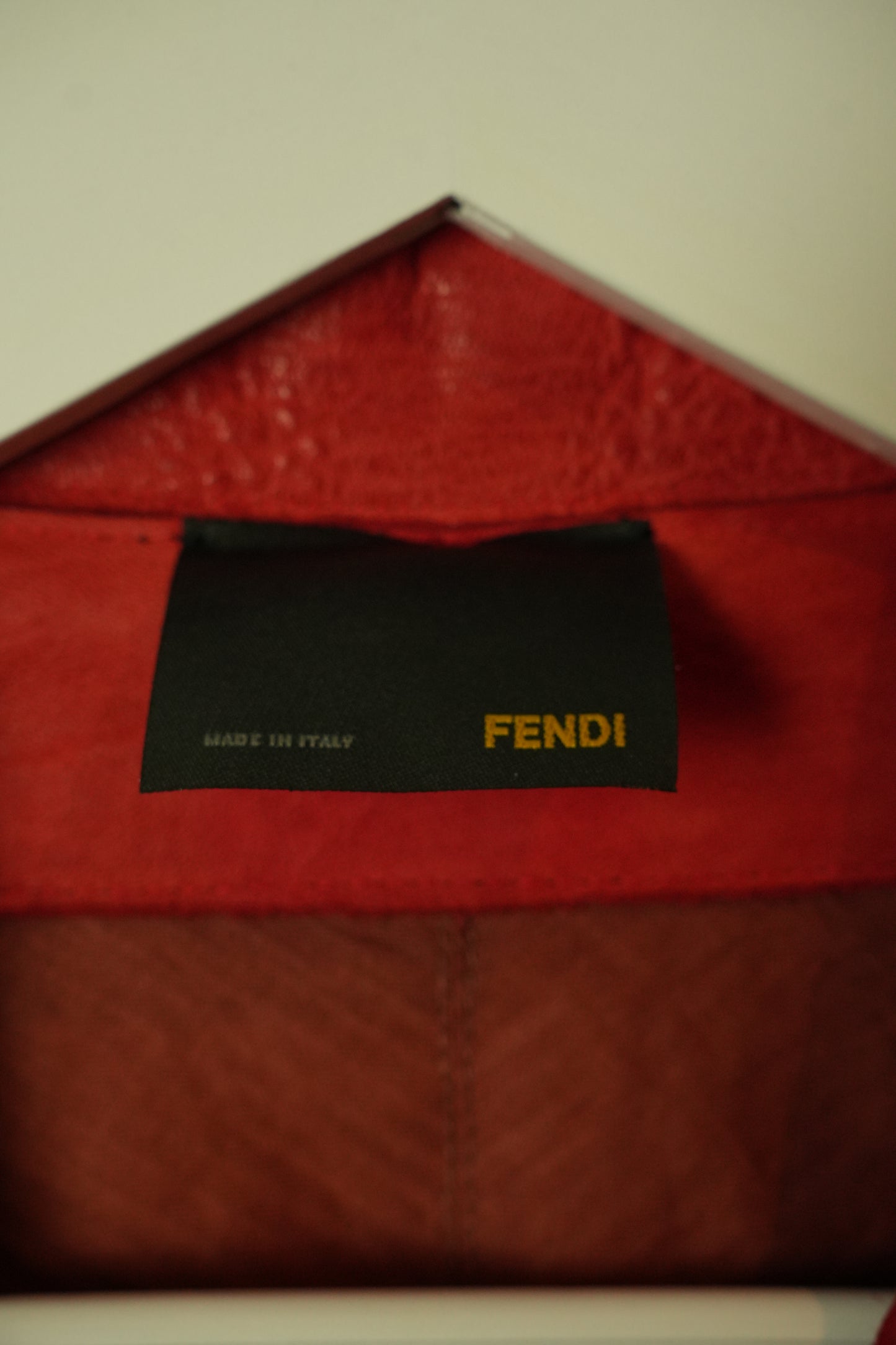 Fendi Red Pebbled Leather w Contrast Stitching Jacket