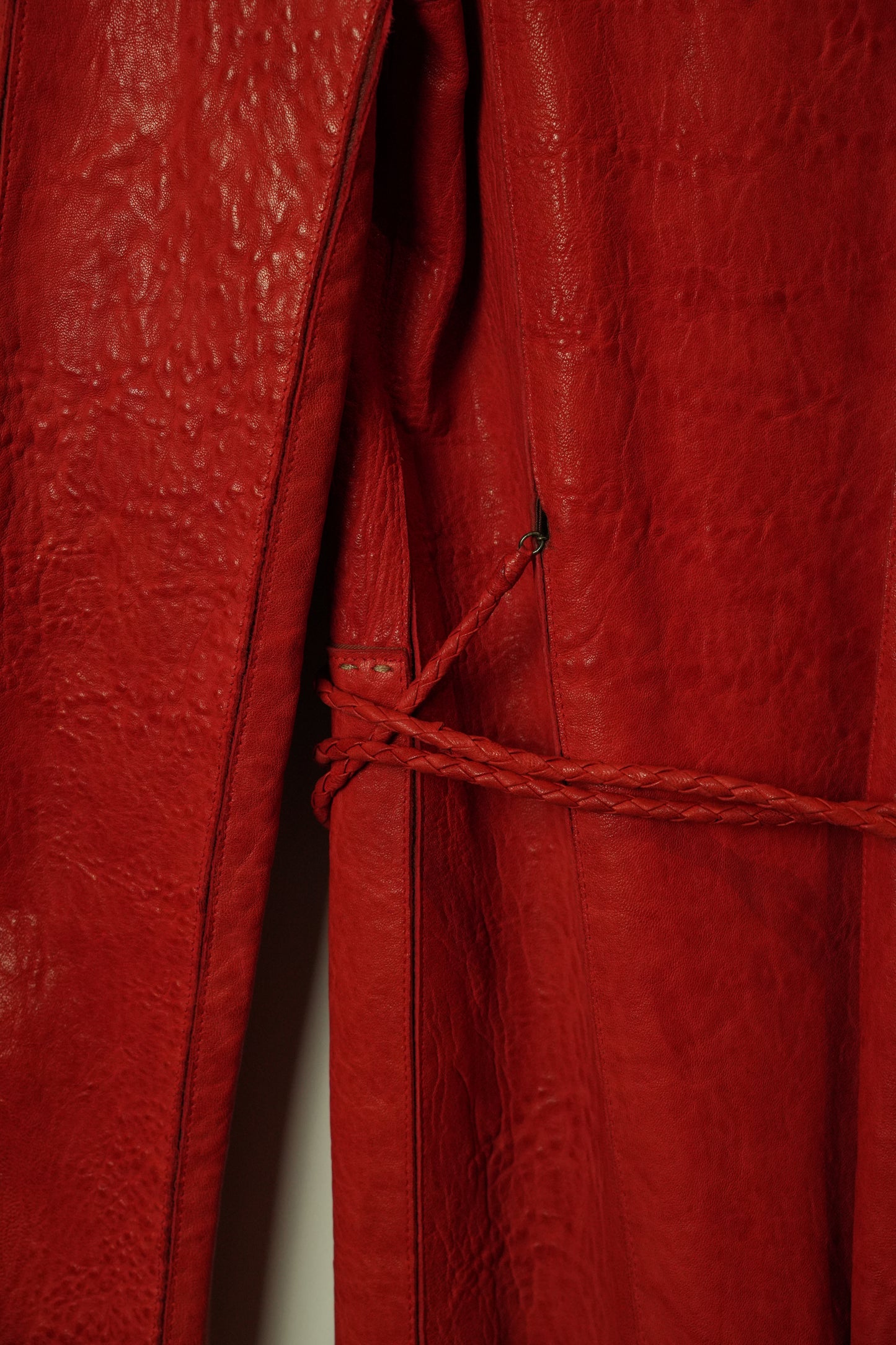 Fendi Red Pebbled Leather w Contrast Stitching Jacket