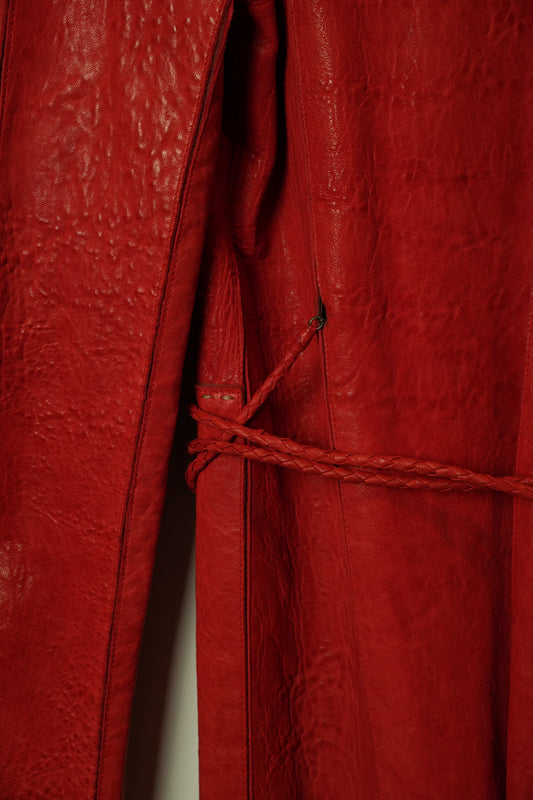 Fendi Red Pebbled Leather w Contrast Stitching Jacket