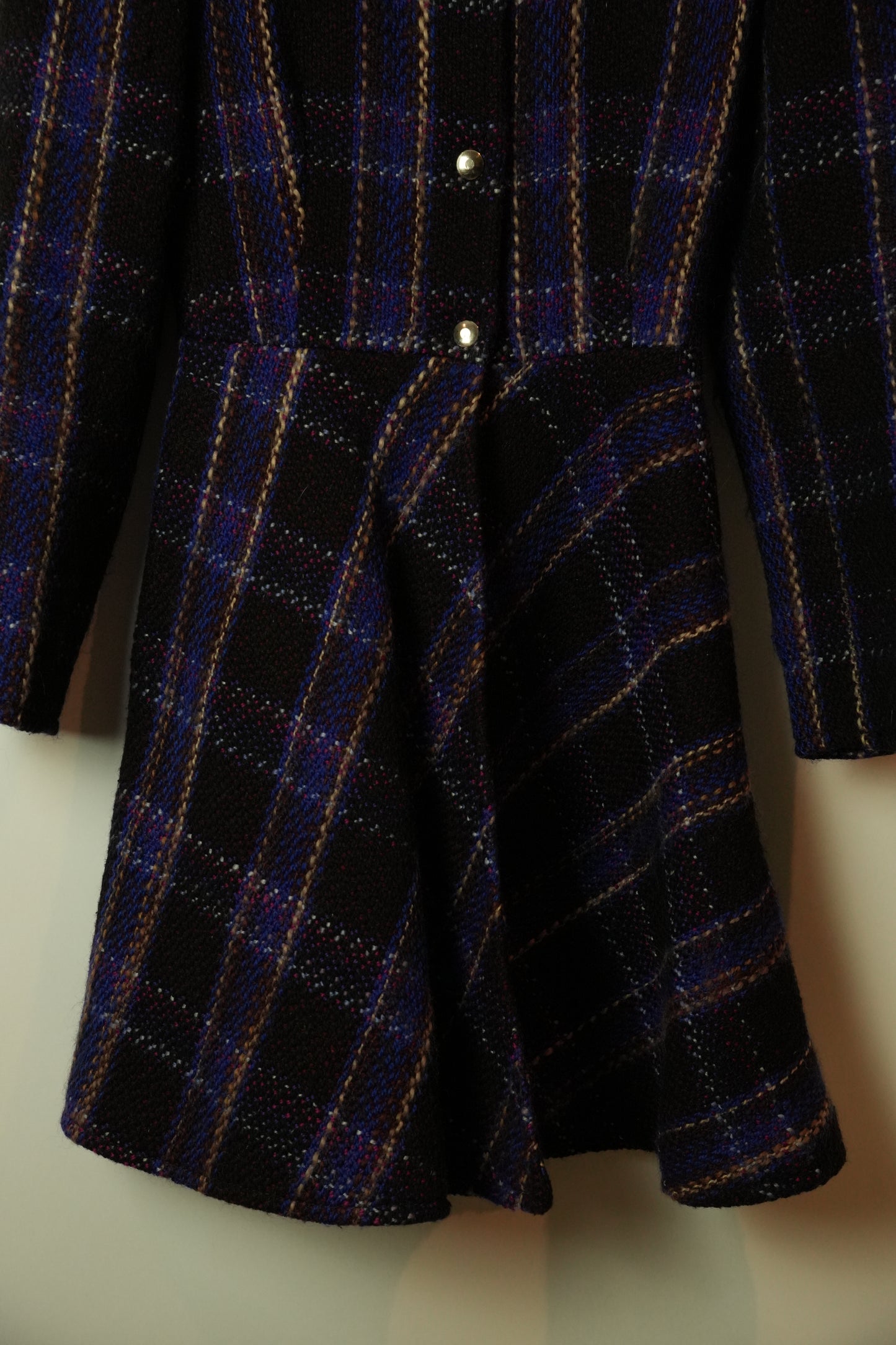 Miu Miu Check Tweed Snap Button Flare Coat