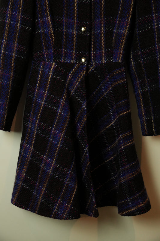 Miu Miu Check Tweed Snap Button Flare Coat