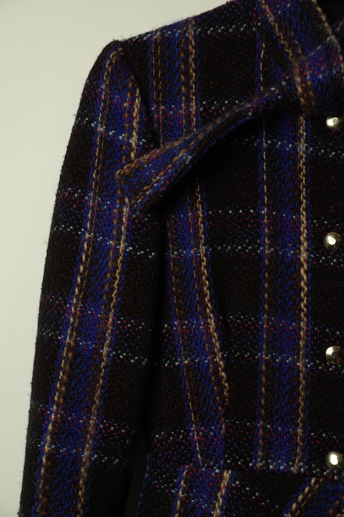 Miu Miu Check Tweed Snap Button Flare Coat