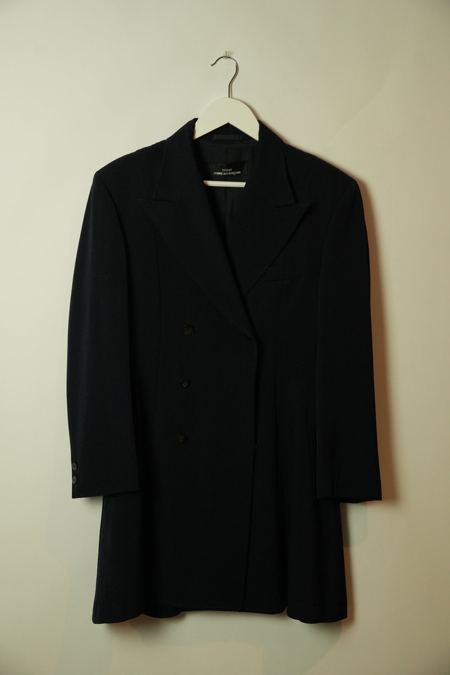 Tricot Comme Des Garcons Peak Lapel Double Breasted Long Coat Dress