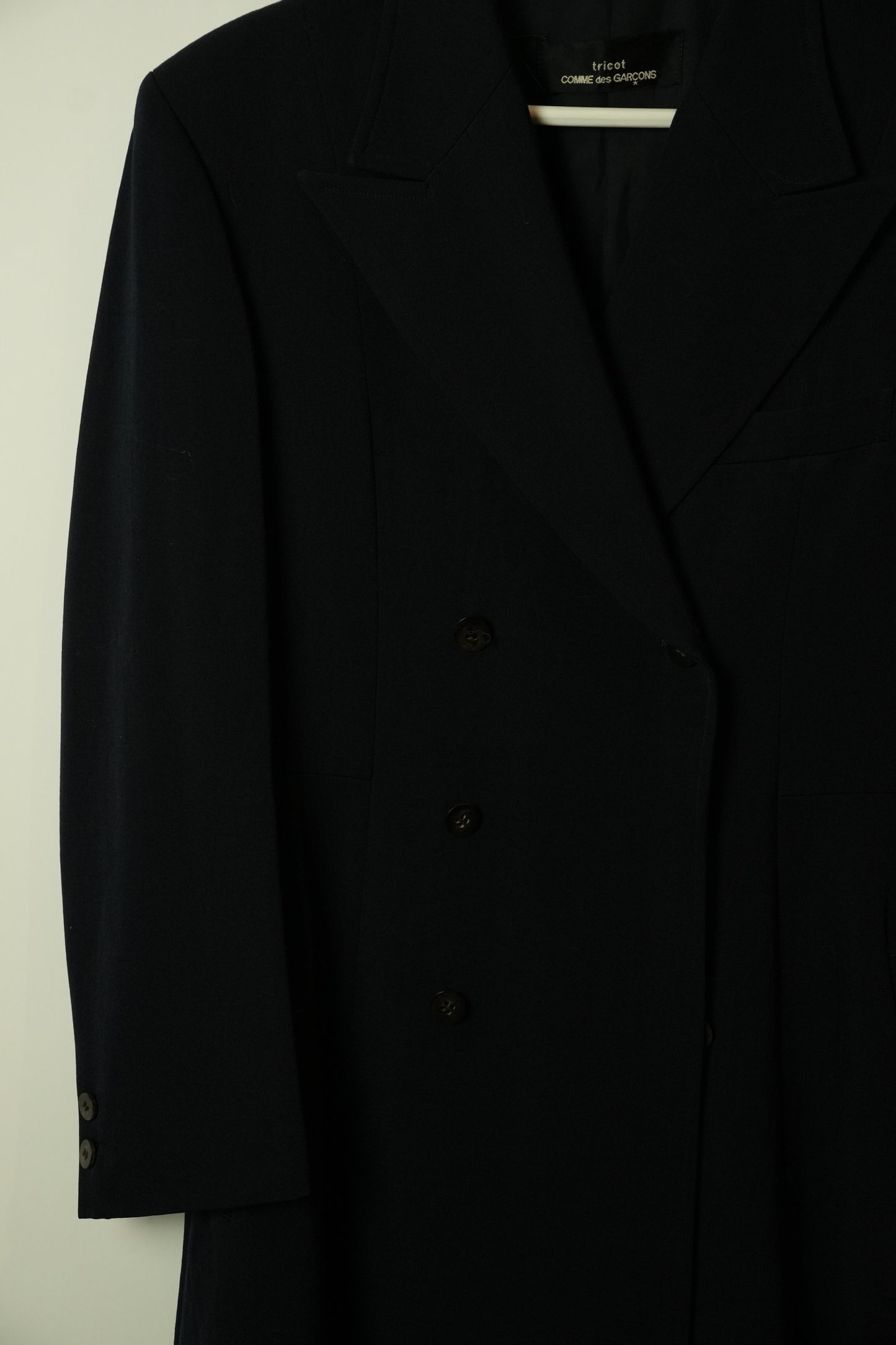Tricot Comme Des Garcons Peak Lapel Double Breasted Long Coat Dress