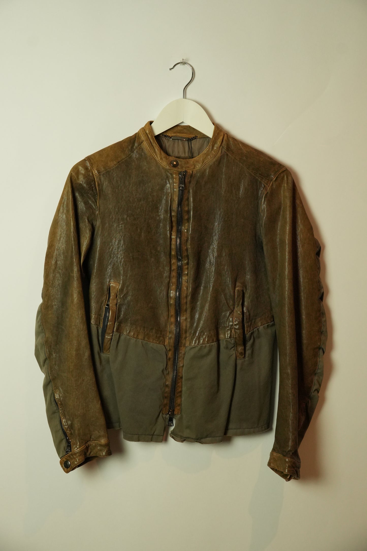 Dolce & Gabbana Tan Lamb Leather Jacket w Cotton Insert Mens