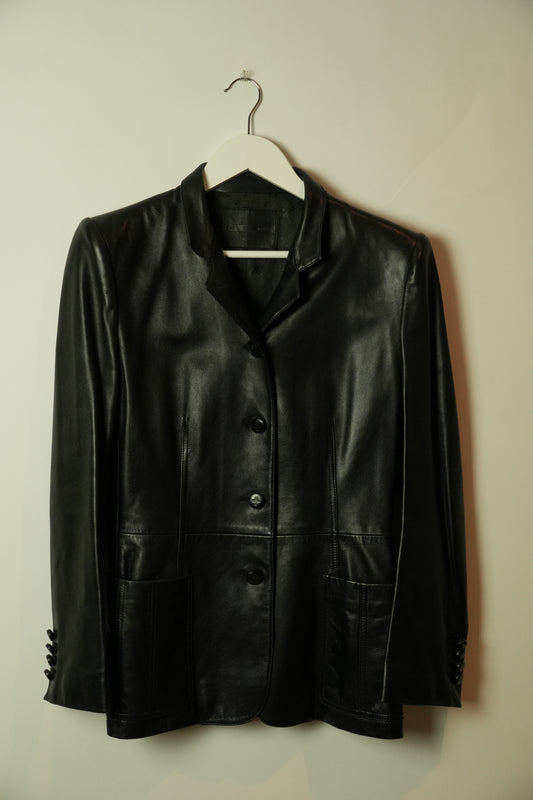Bally Mandarin Collar Shoulder Pad Leather Jacket