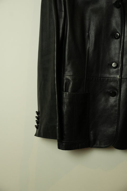 Bally Mandarin Collar Shoulder Pad Leather Jacket