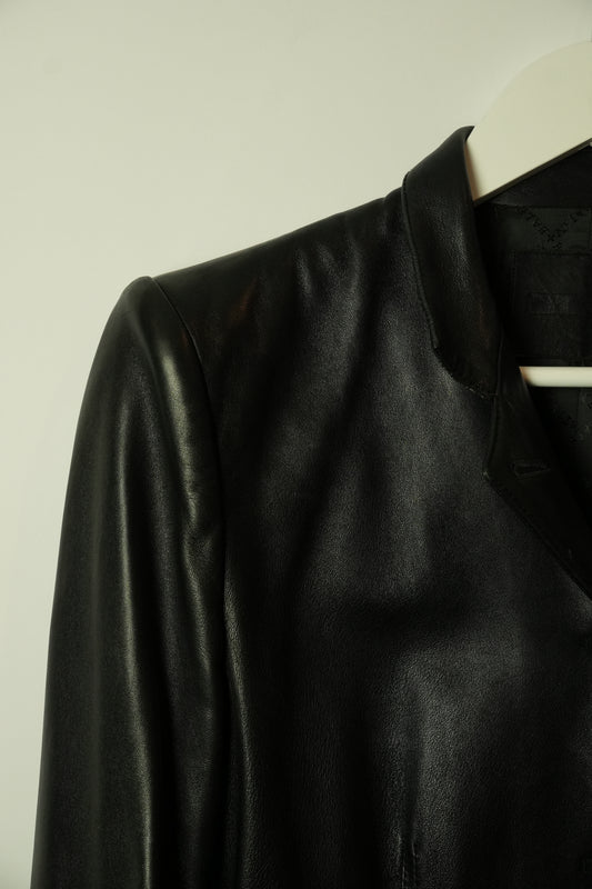 Bally Mandarin Collar Shoulder Pad Leather Jacket