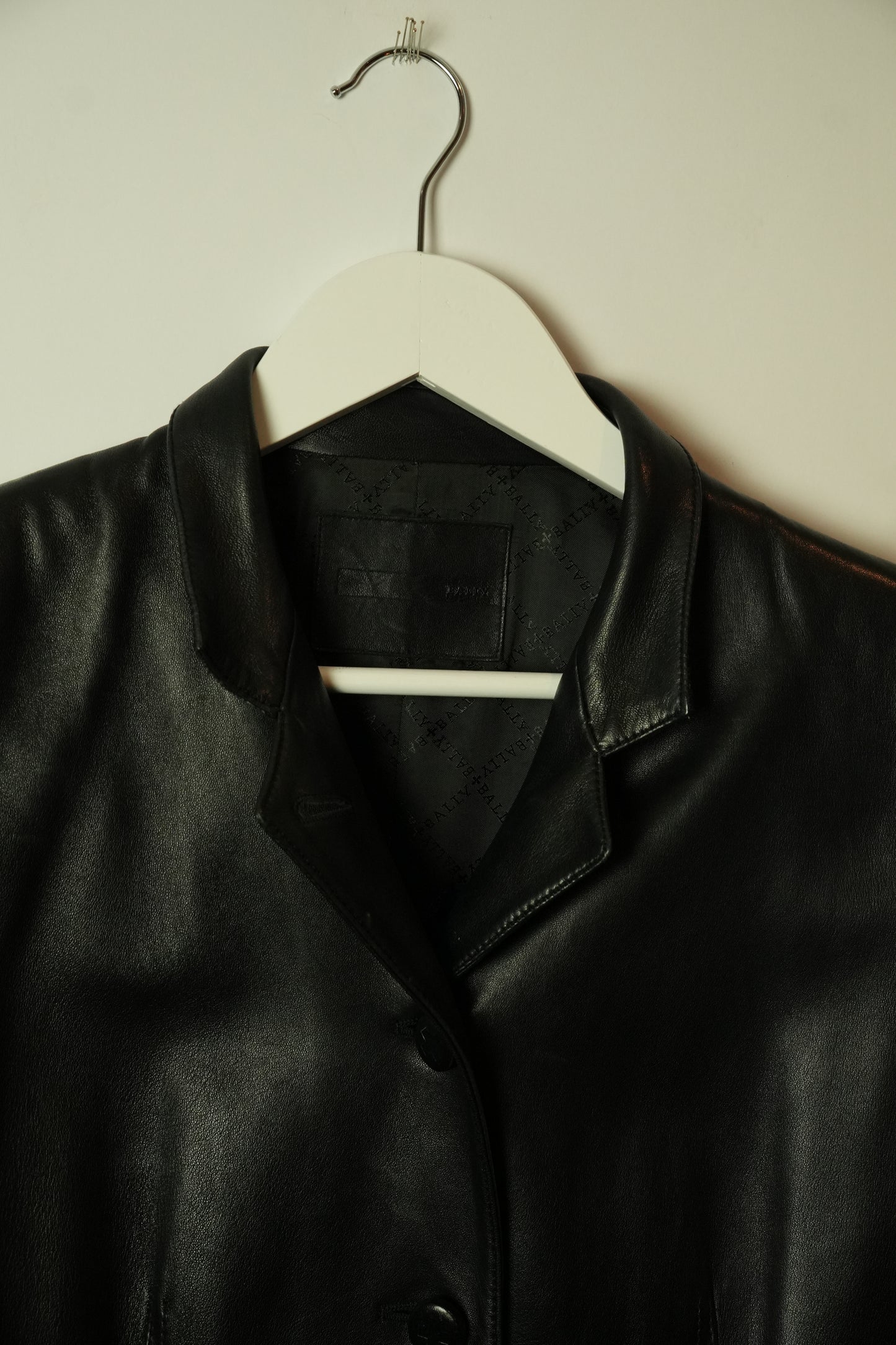 Bally Mandarin Collar Shoulder Pad Leather Jacket