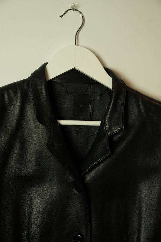 Bally Mandarin Collar Shoulder Pad Leather Jacket