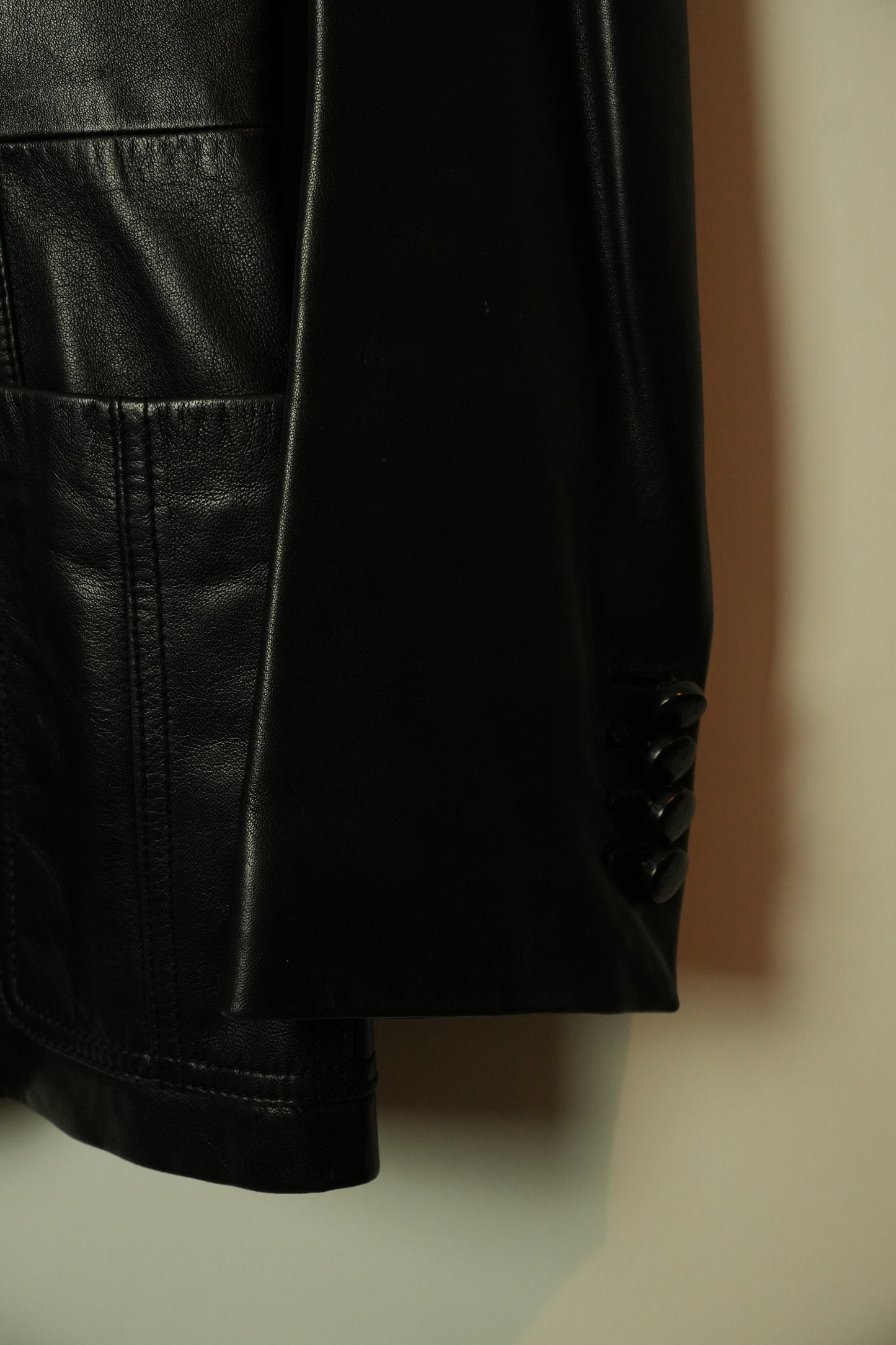 Bally Mandarin Collar Shoulder Pad Leather Jacket