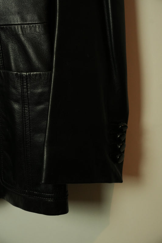 Bally Mandarin Collar Shoulder Pad Leather Jacket