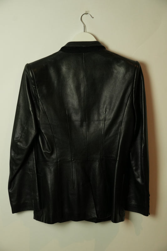 Bally Mandarin Collar Shoulder Pad Leather Jacket