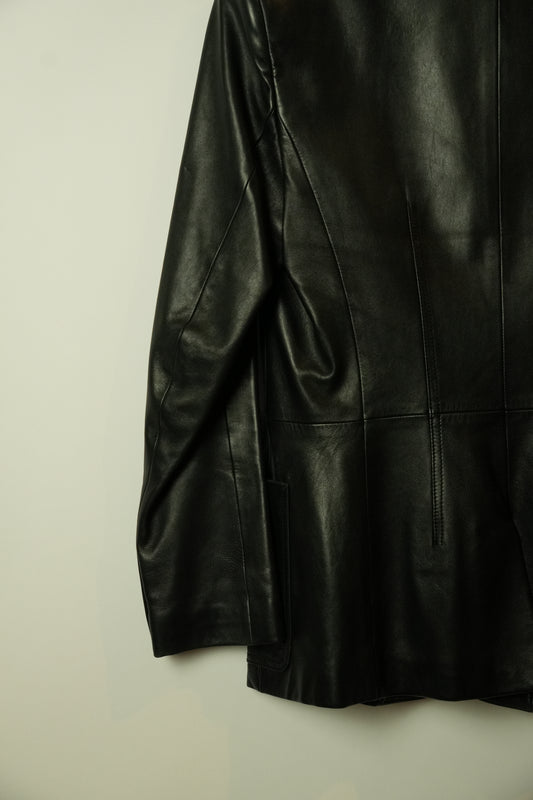 Bally Mandarin Collar Shoulder Pad Leather Jacket