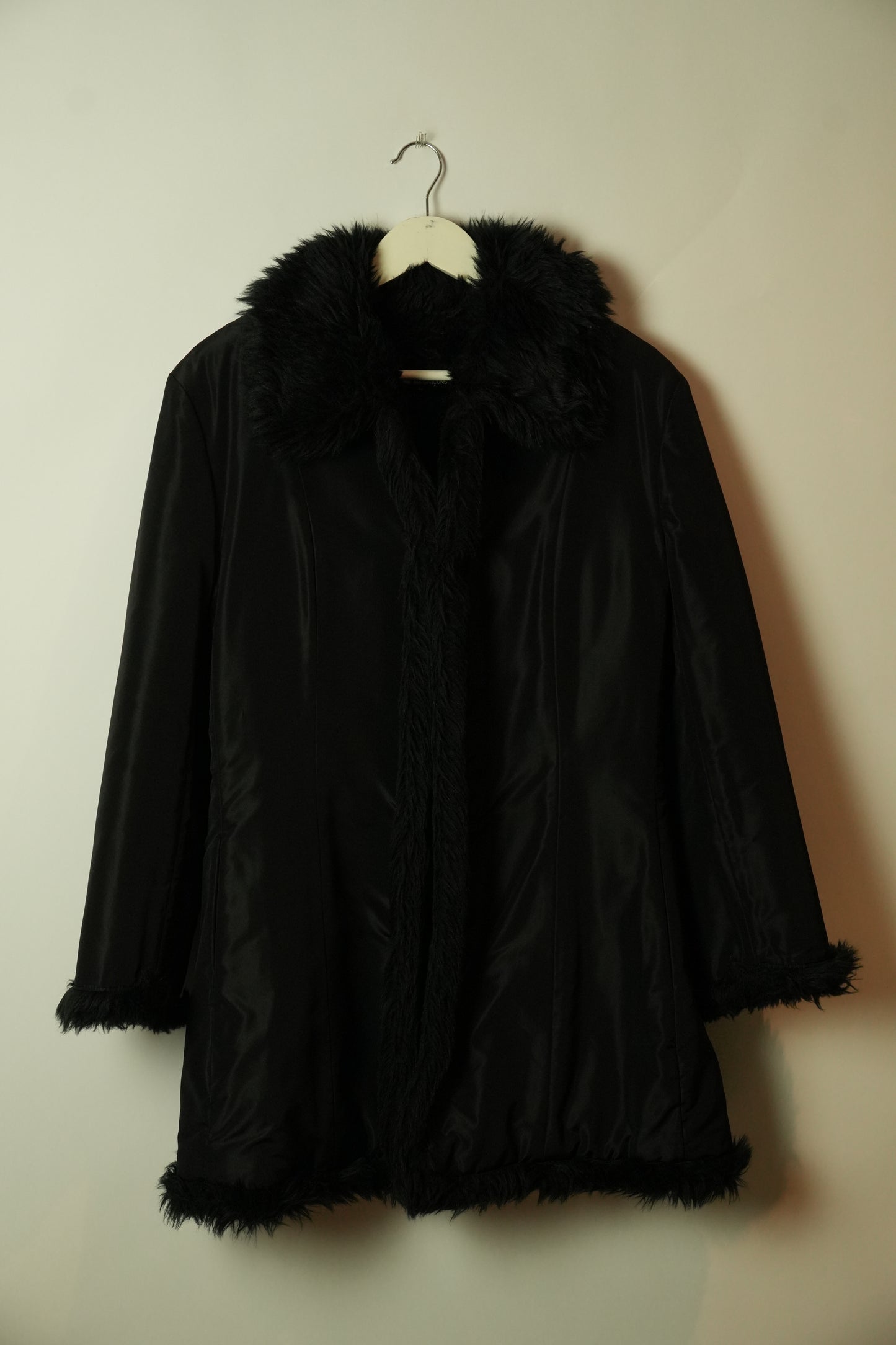 Tricot Comme Des Garcons Acrylic Fur Lined Black Coat AD1991