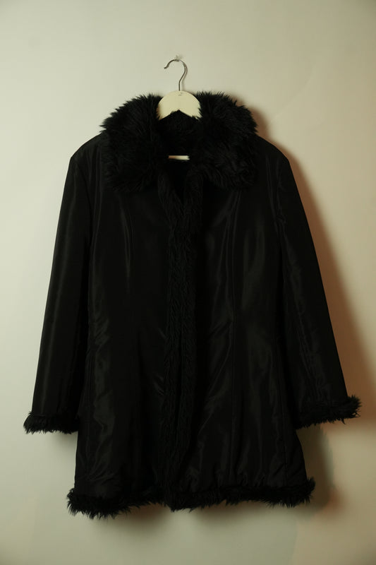Tricot Comme Des Garcons Acrylic Fur Lined Black Coat AD1991