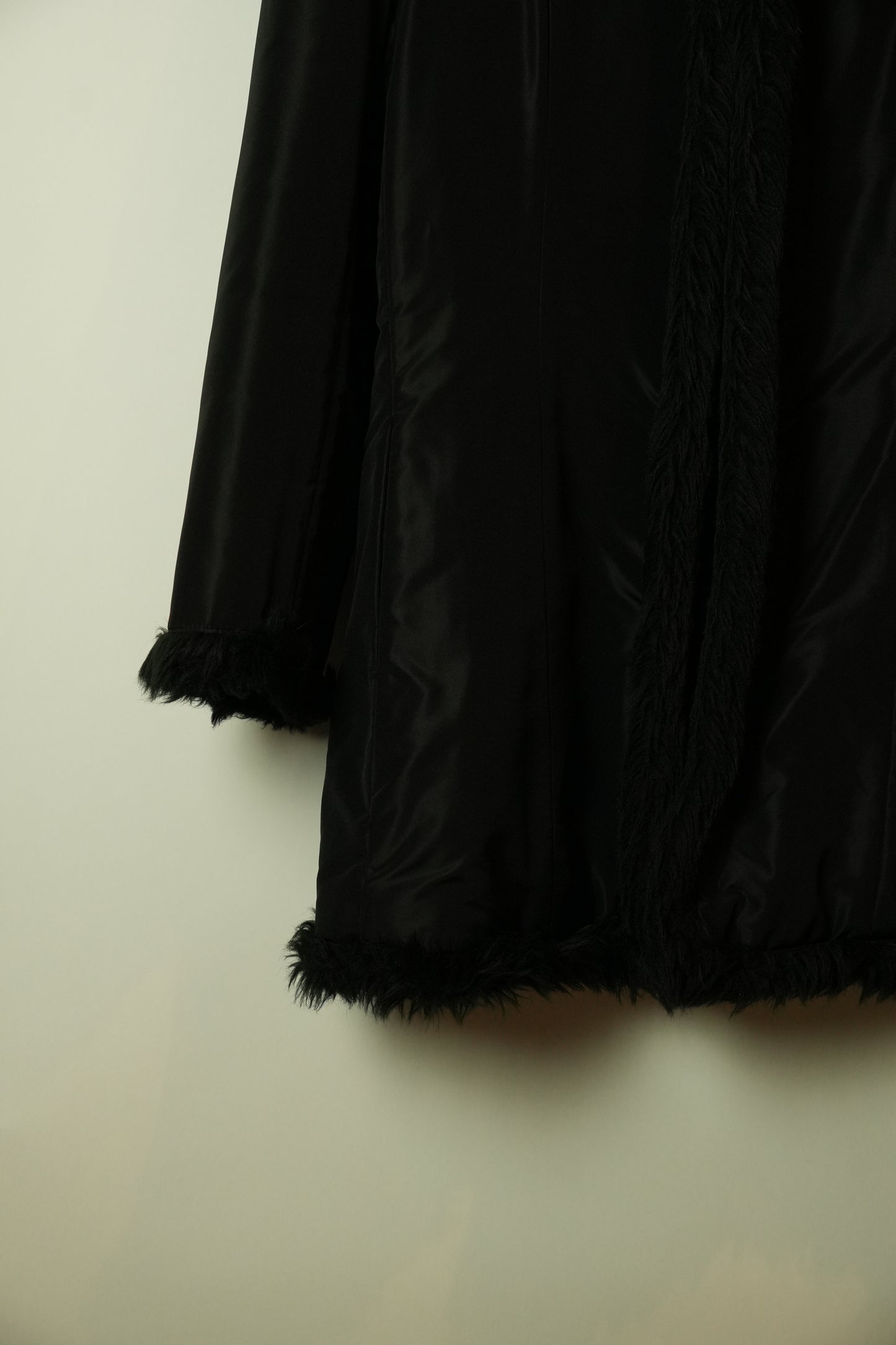 Tricot Comme Des Garcons Acrylic Fur Lined Black Coat AD1991