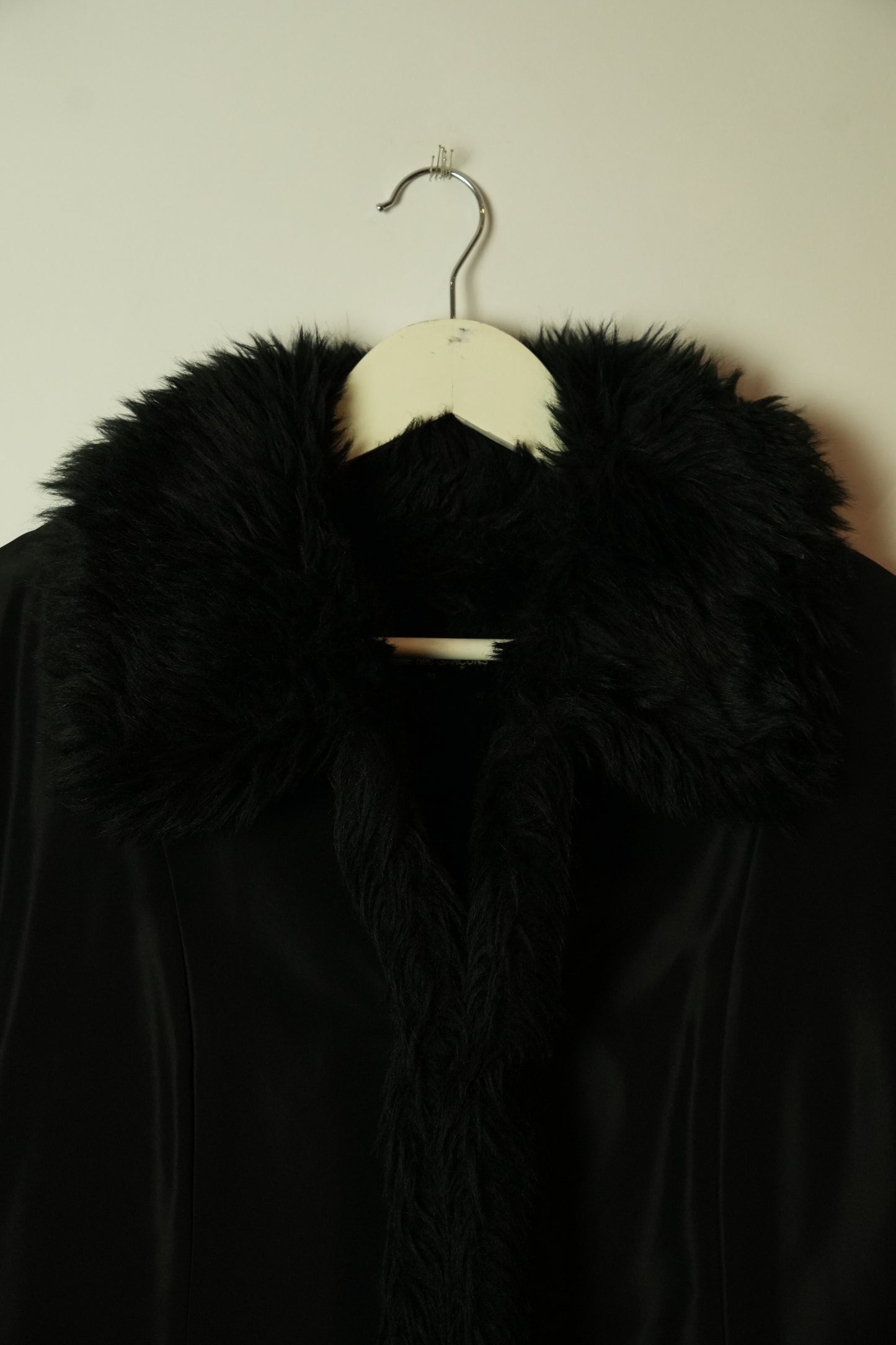 Tricot Comme Des Garcons Acrylic Fur Lined Black Coat AD1991