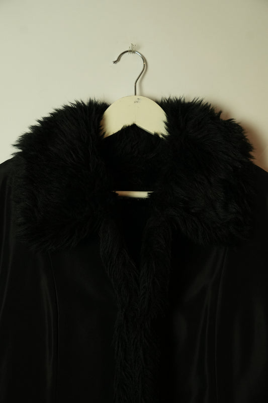 Tricot Comme Des Garcons Acrylic Fur Lined Black Coat AD1991