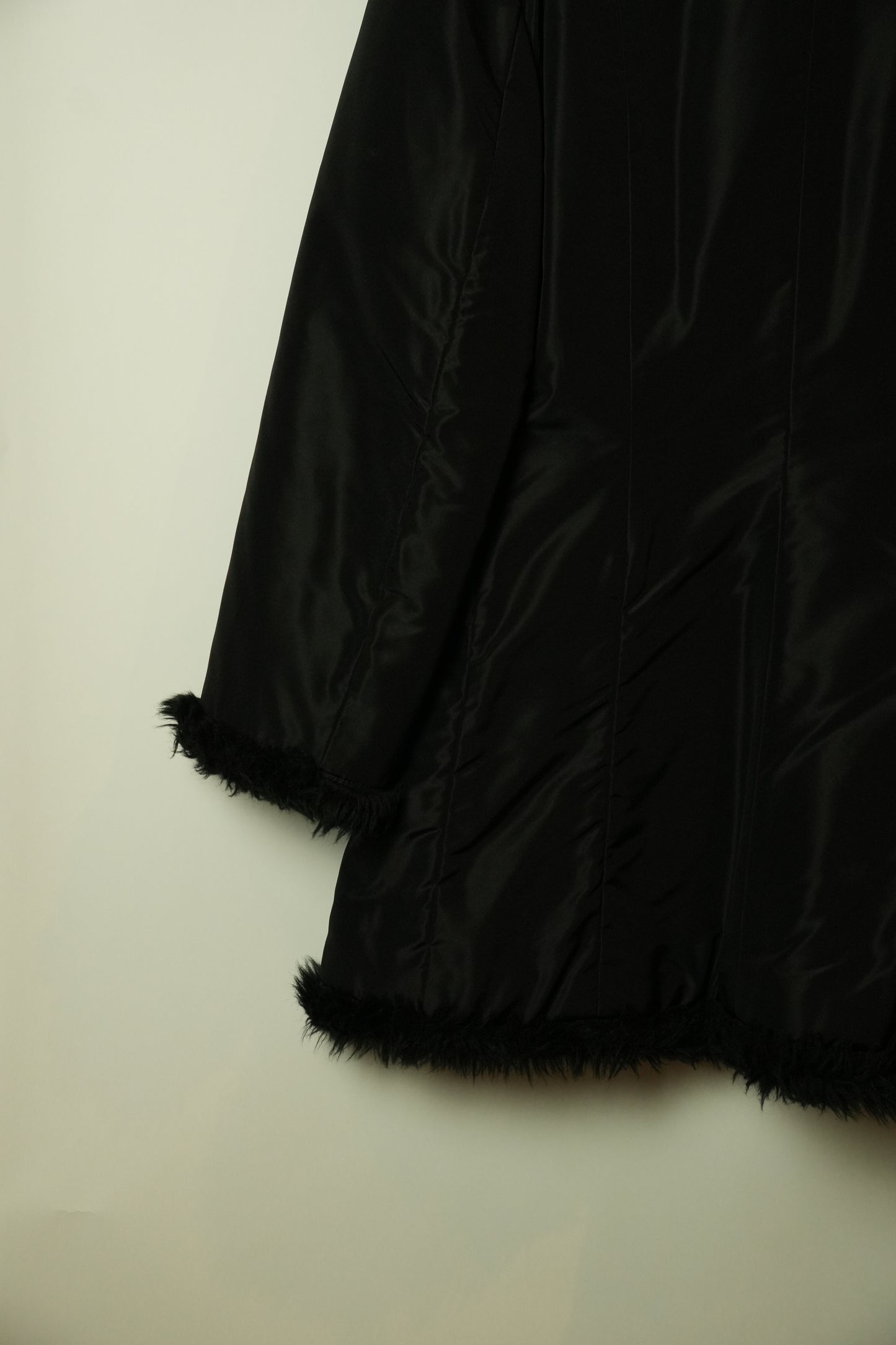 Tricot Comme Des Garcons Acrylic Fur Lined Black Coat AD1991