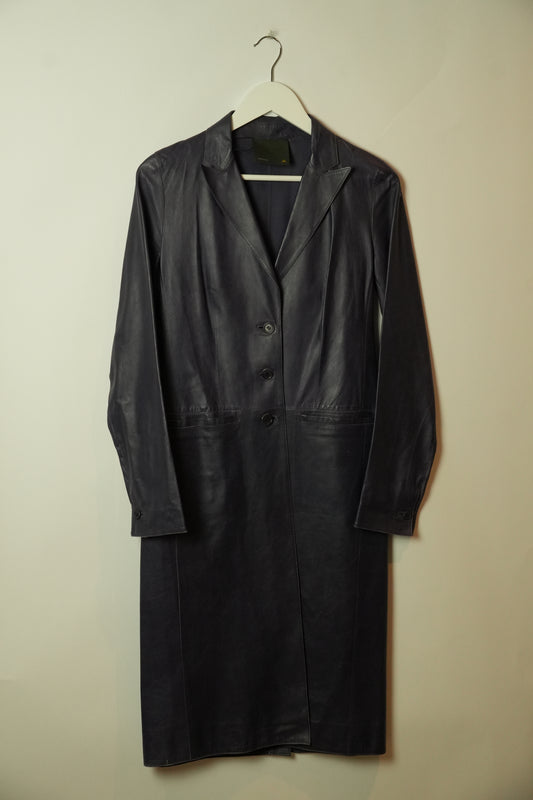 Fendi Leather Purple Long Coat