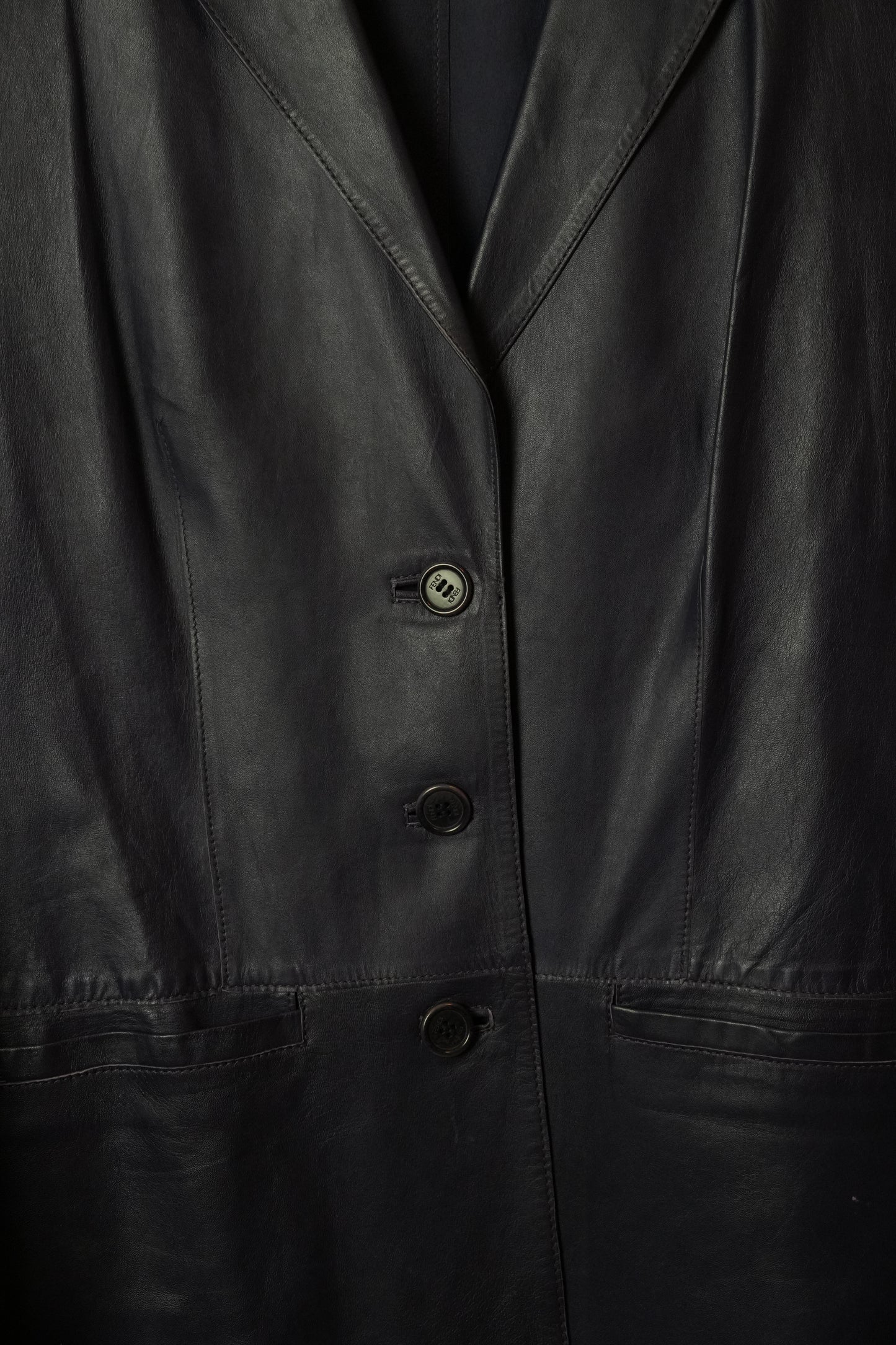 Fendi Leather Purple Long Coat