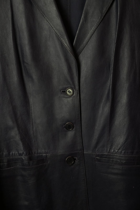 Fendi Leather Purple Long Coat