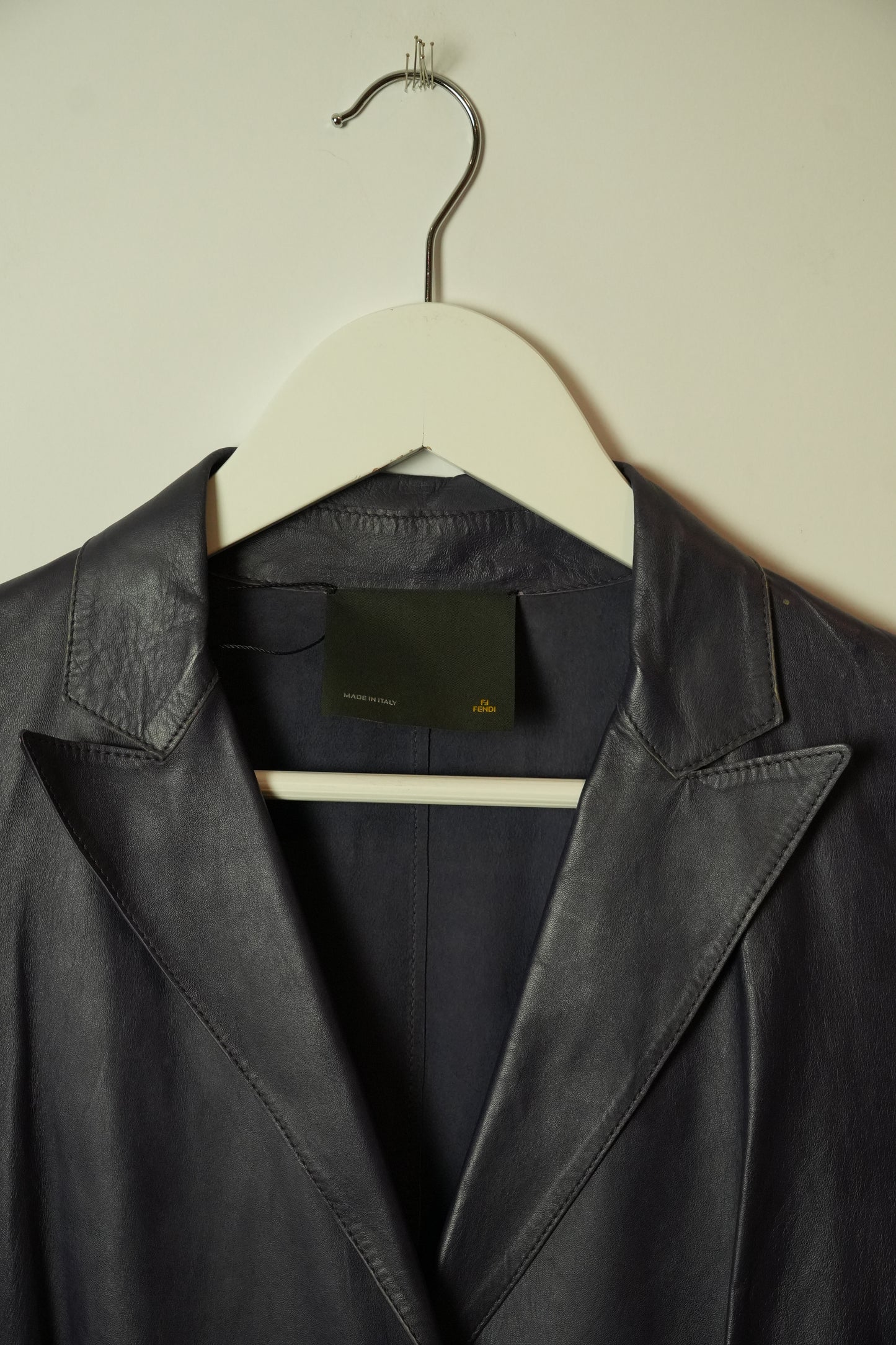 Fendi Leather Purple Long Coat