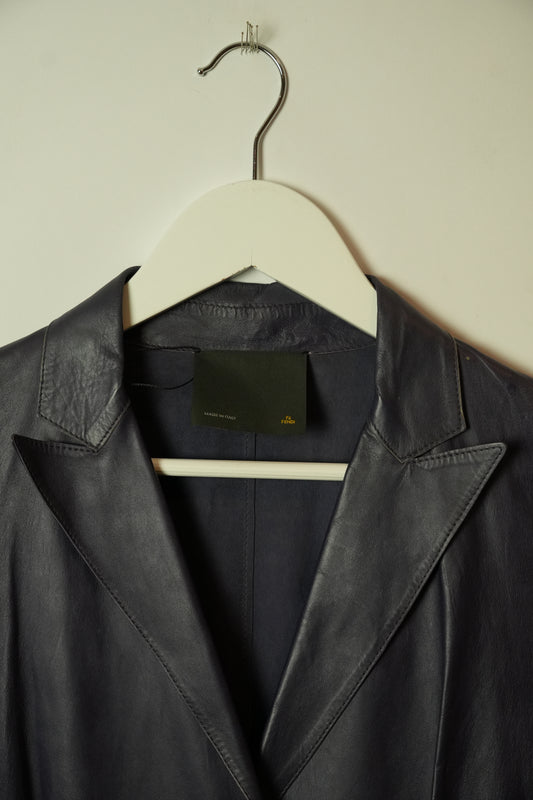 Fendi Leather Purple Long Coat