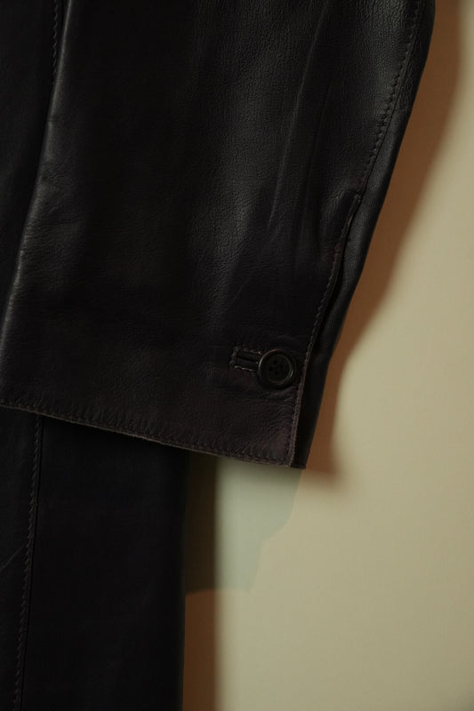 Fendi Leather Purple Long Coat