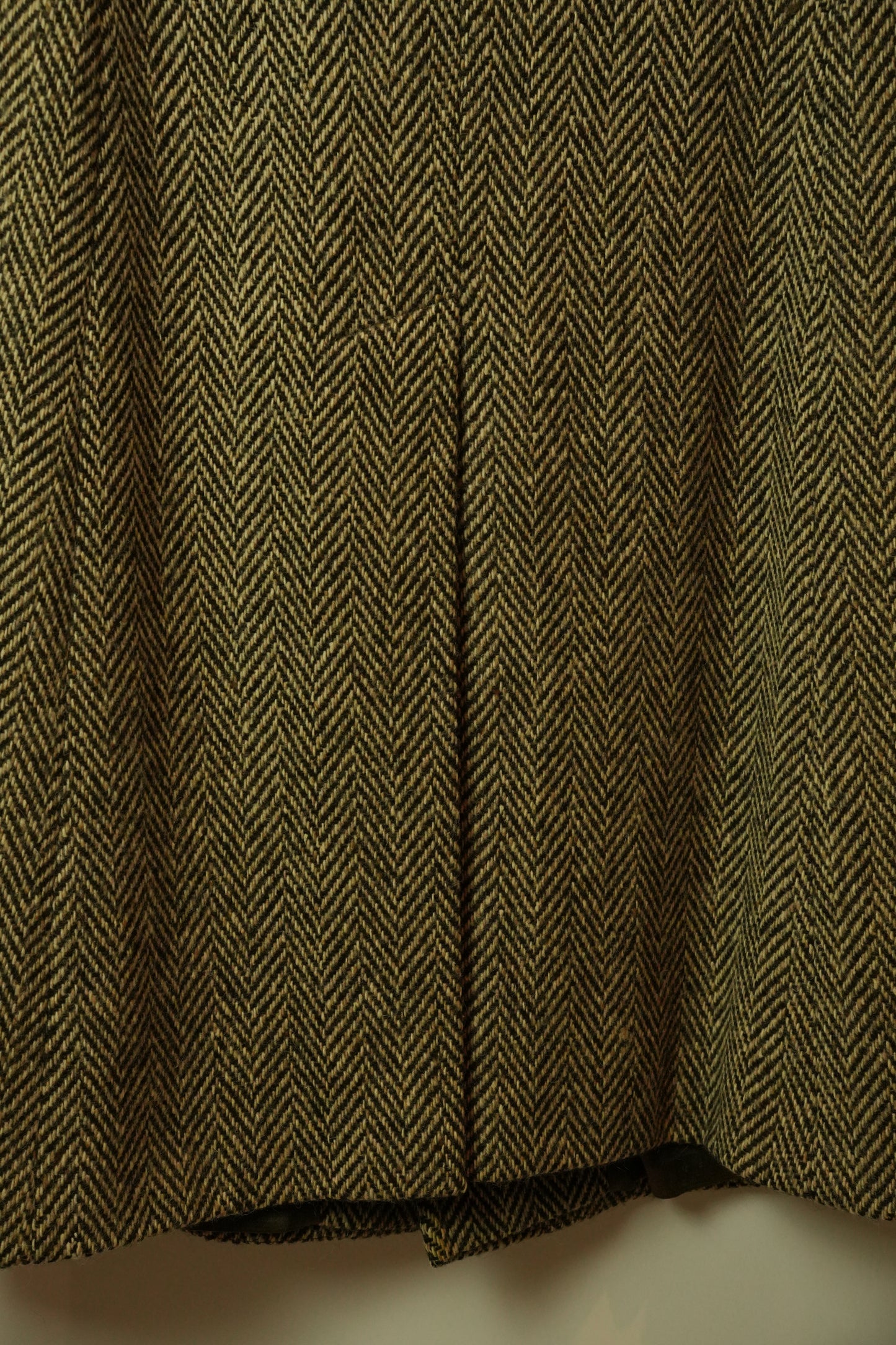 Aquascutum Herringbone Wool Coat w Fur Collar