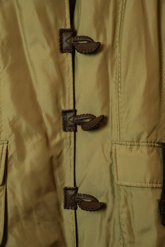 Balmain Beige Down Coat w Fur Collar