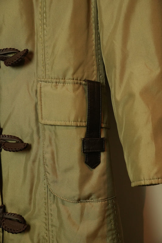 Balmain Beige Down Coat w Fur Collar