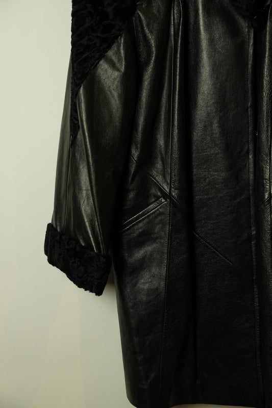 Charles Jourdan Lamb Leather Fur Shoulder Coat