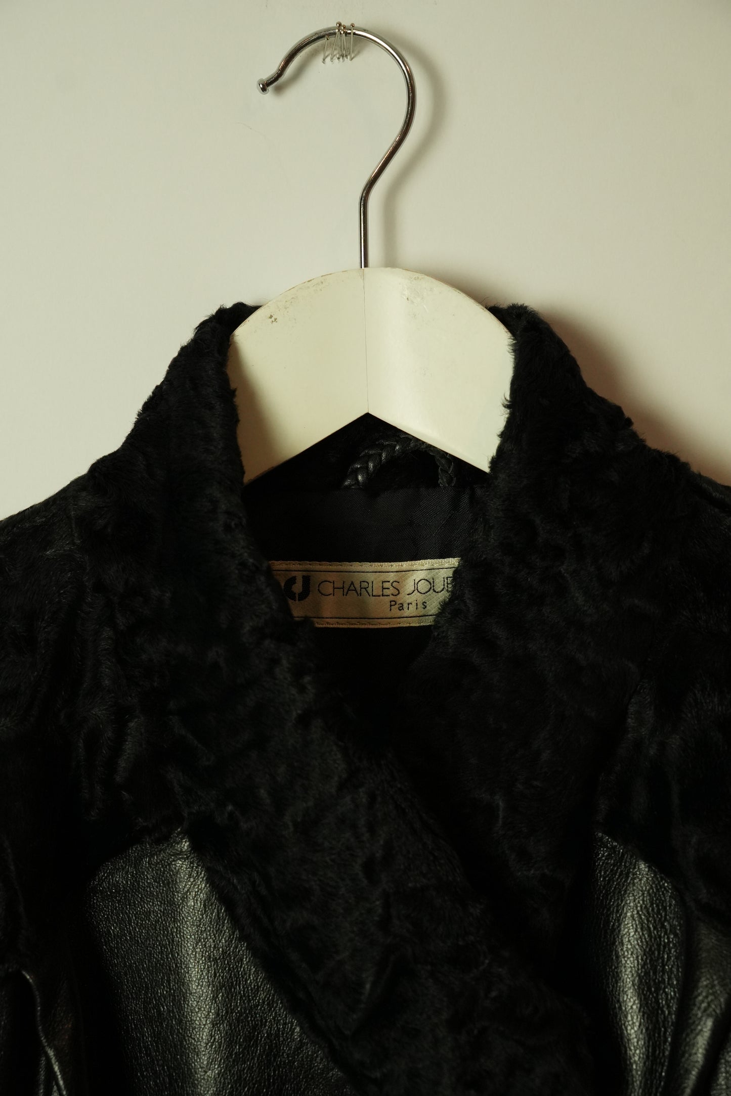 Charles Jourdan Lamb Leather Fur Shoulder Coat