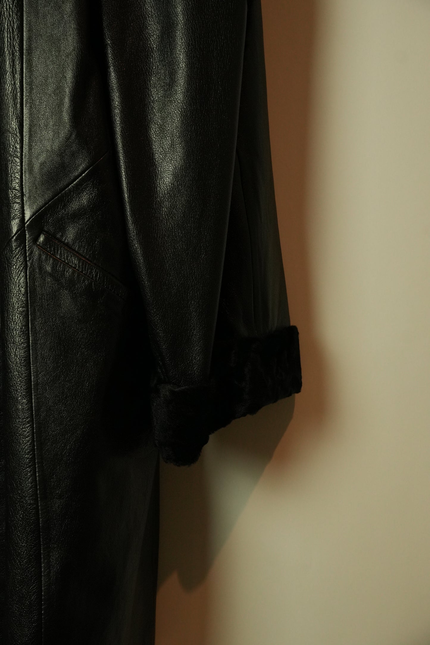 Charles Jourdan Lamb Leather Fur Shoulder Coat